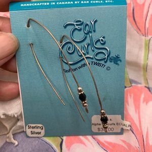 Sterling Silver, Black Crystal, SS beads EarWires